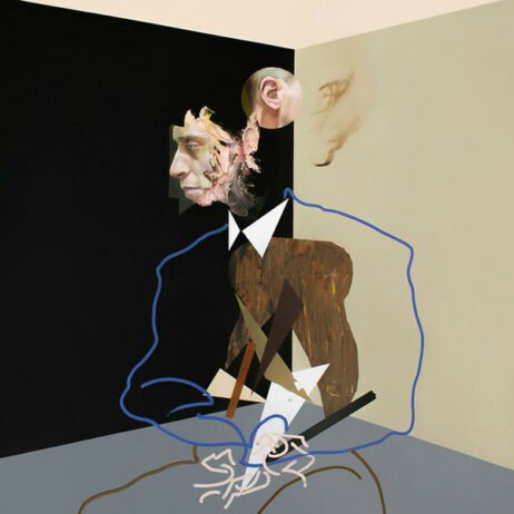 The image is of the album cover for "Triage" by Methyl Ethel. The artwork features a surreal, fragmented portrait of a man, blending abstract and distorted elements.