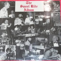 This image is the album cover for "The Sweet Ride Album". It features a collage of black-and-white photographs showing various people in casual and celebratory settings. The images depict individuals playing musical instruments, socializing, and participating in different events. The title "The Sweet Ride Album" is written in bold red gothic-style font at the top, against a plain white background. The collage is framed by a red border, adding a touch of color to the otherwise monochromatic cover.