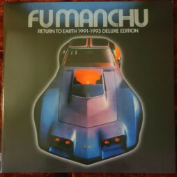 This image is the album cover for "Return to Earth 1991-1993 Deluxe Edition" by Fu Manchu. The cover features an image of a sleek, futuristic car with a muscular, low-slung body, highlighted with a neon glow that gives it an otherworldly appearance. The car is centered against a dark background, and the reflection of red light on its windshield and hood creates a dramatic effect. The band's name, "Fu Manchu," is displayed at the top in a retro, sci-fi style font, with the album title "Return to Earth 1991-1993 Deluxe Edition" written below it in a smaller, matching font.