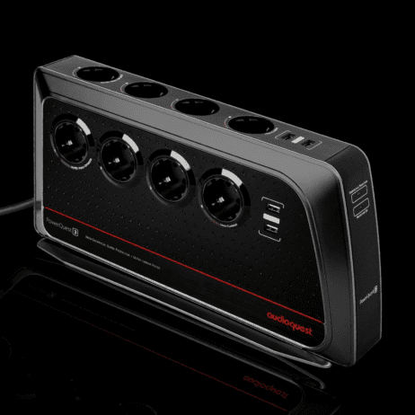 This image is of the AudioQuest PowerQuest 3 - Non-Sacrificial Surge Protector, Ultra-Linear Filter.