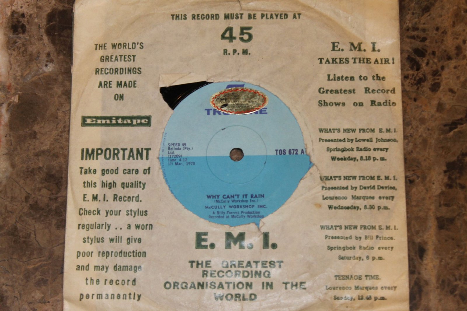 McCully Workshop - Why Can't It Rain (VG/Gen) (7")
