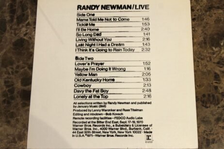 Randy Newman - Live (G+/VG+)