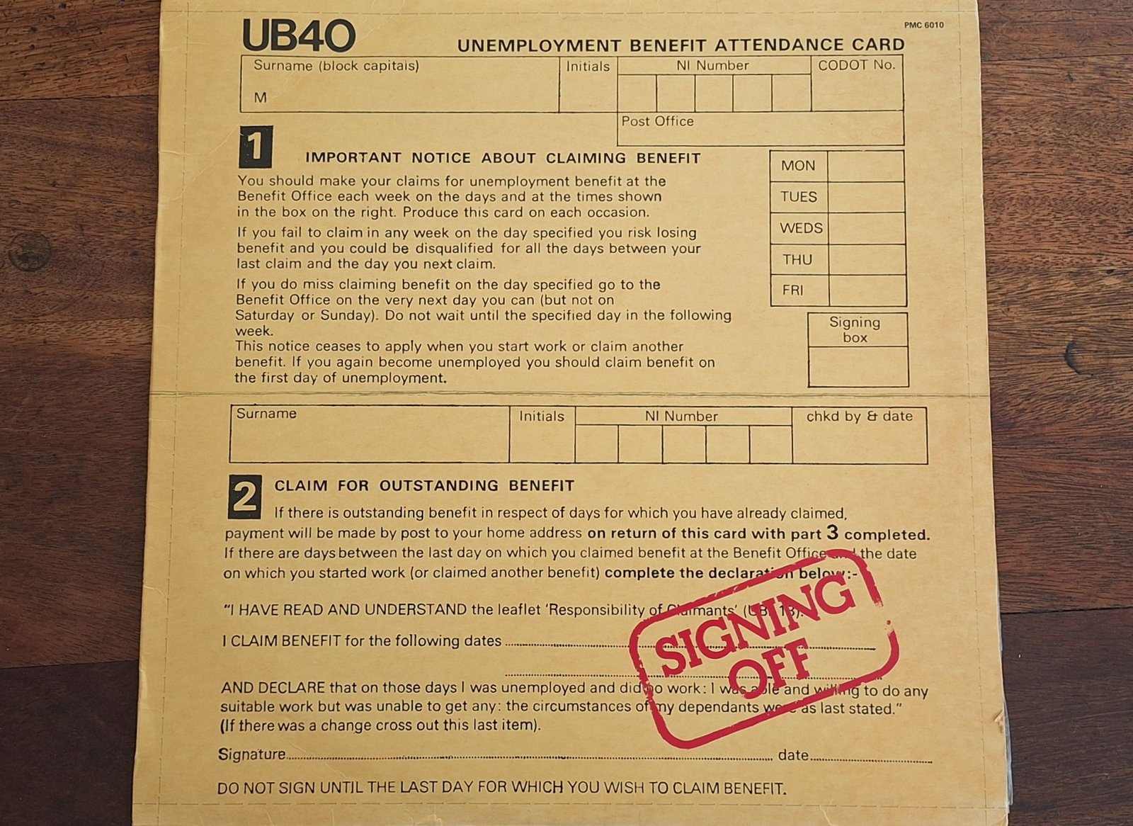 UB40 - Signing Off (VG) - Mr Vinyl