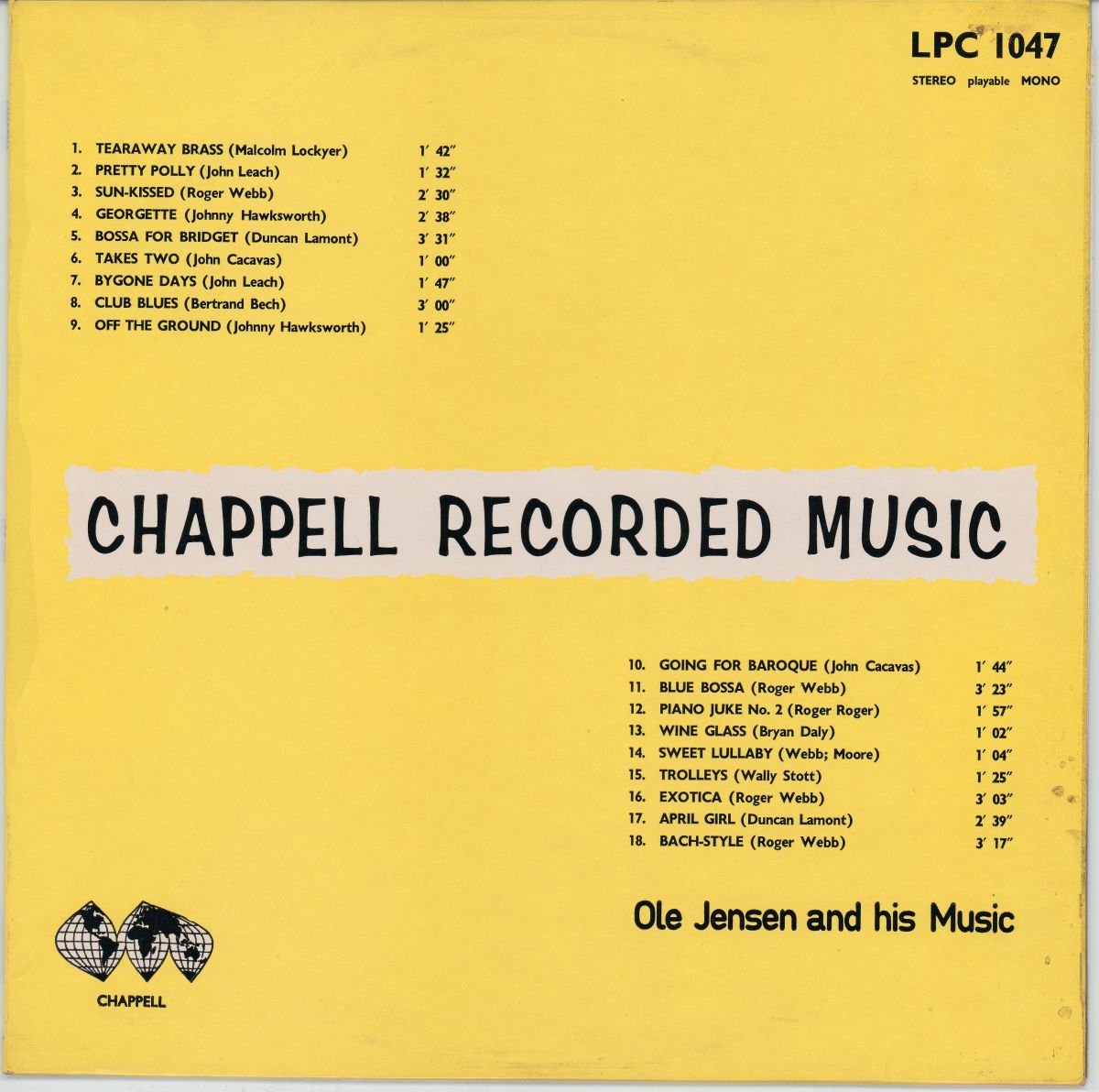 Ole Jensen And His Music - Chappell Recorded Music (VG+/G+)