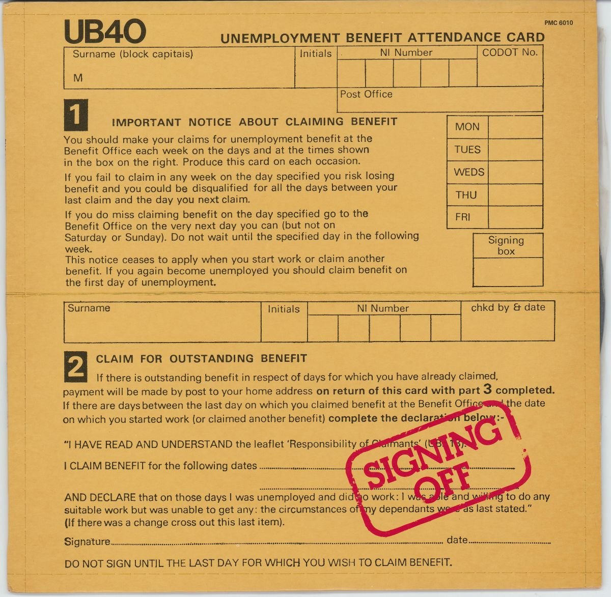 UB40 - Signing Off (VG/VG+)