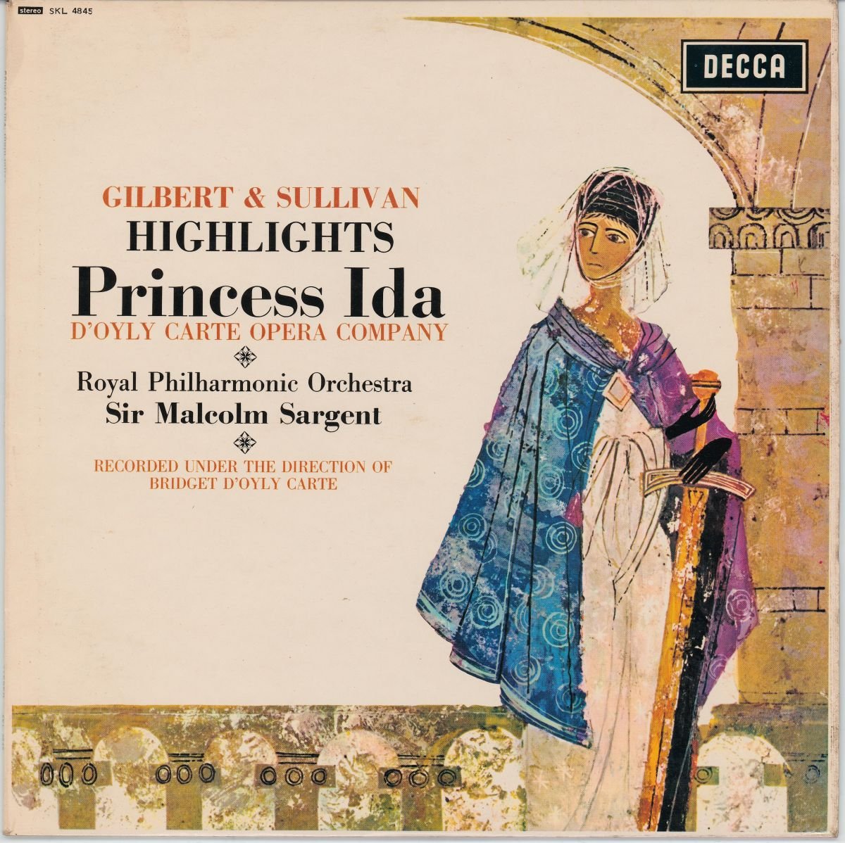 D'Oyly Carte Opera Company, Sir Malcolm Sargent, Royal Philharmonic Orchestra, Kenneth Sandford, Philip Potter, John Reed , Donald Adams, Ann Hood, Elizabeth Harwood, Valérie Masterson - Princess Ida: Highlights (VG+/G+)