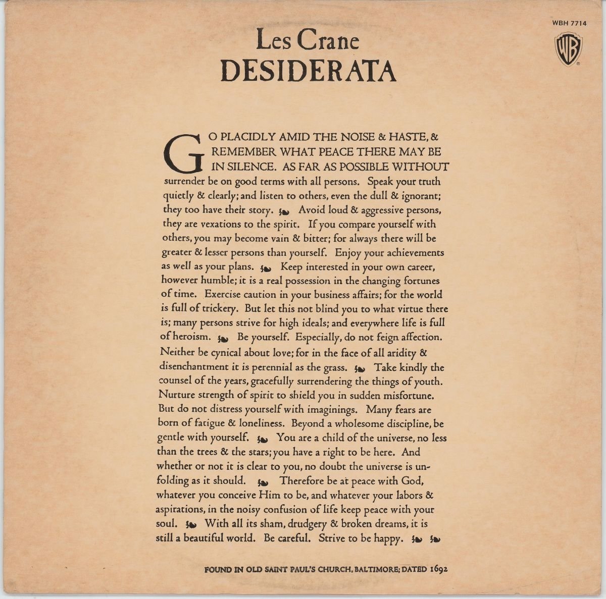 Les Crane - Desiderata (VG+/VG)