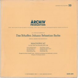 Johann Sebastian Bach - Martha Schilling, Gertrude Pitzinger, Heinz Marten, Gerhard Gröschel, Hans Häßlein, Siegfried Hopf, Kurt Bobzien, Fritz Demmler, Singgemeinschaft Rudolf Lamy, Solistenvereinigung der Bachwoche Ansbach, Ferdinand Leitner - Magnificat Für Soli, Chor Und Orchester (BWV 243) (VG/G+)