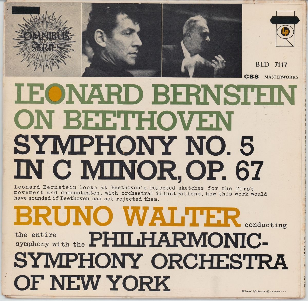 Leonard Bernstein, Beethoven, Philharmonic-Symphony Orchestra Of New York, Bruno Walter - Leonard Bernstein On Beethoven Symphony No. 5 In C Minor, Op. 67 (G+)