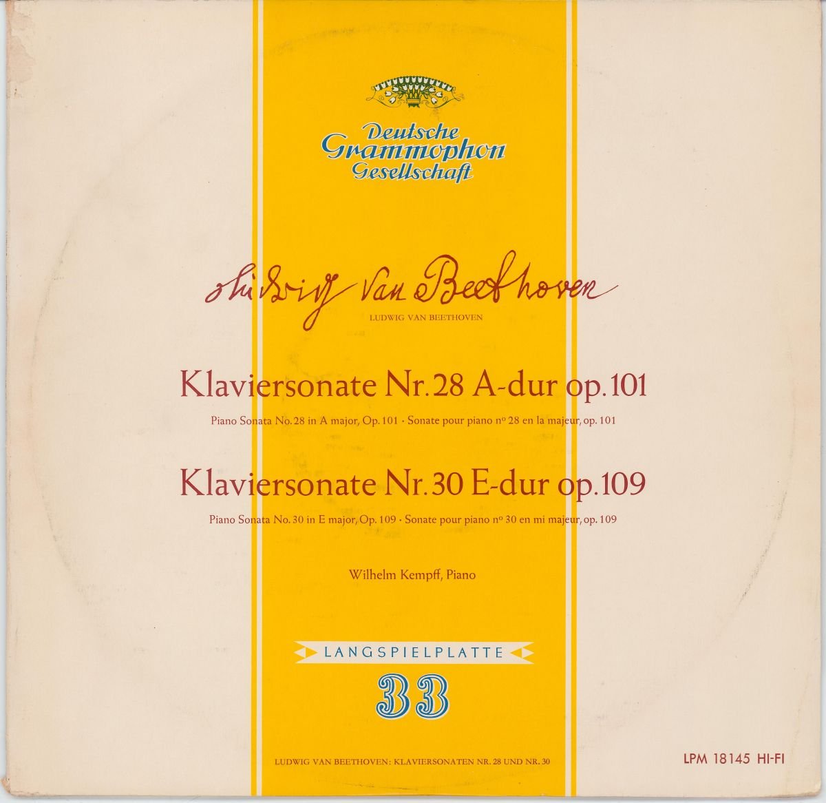 Beethoven, Alfred Brendel - Piano Sonata No. 17 In D Minor, Op. 31, No. 2 "Tempest" / Piano Sonata No. 21 In C Major, Op. 53 "Waldstein" (VG/G+)